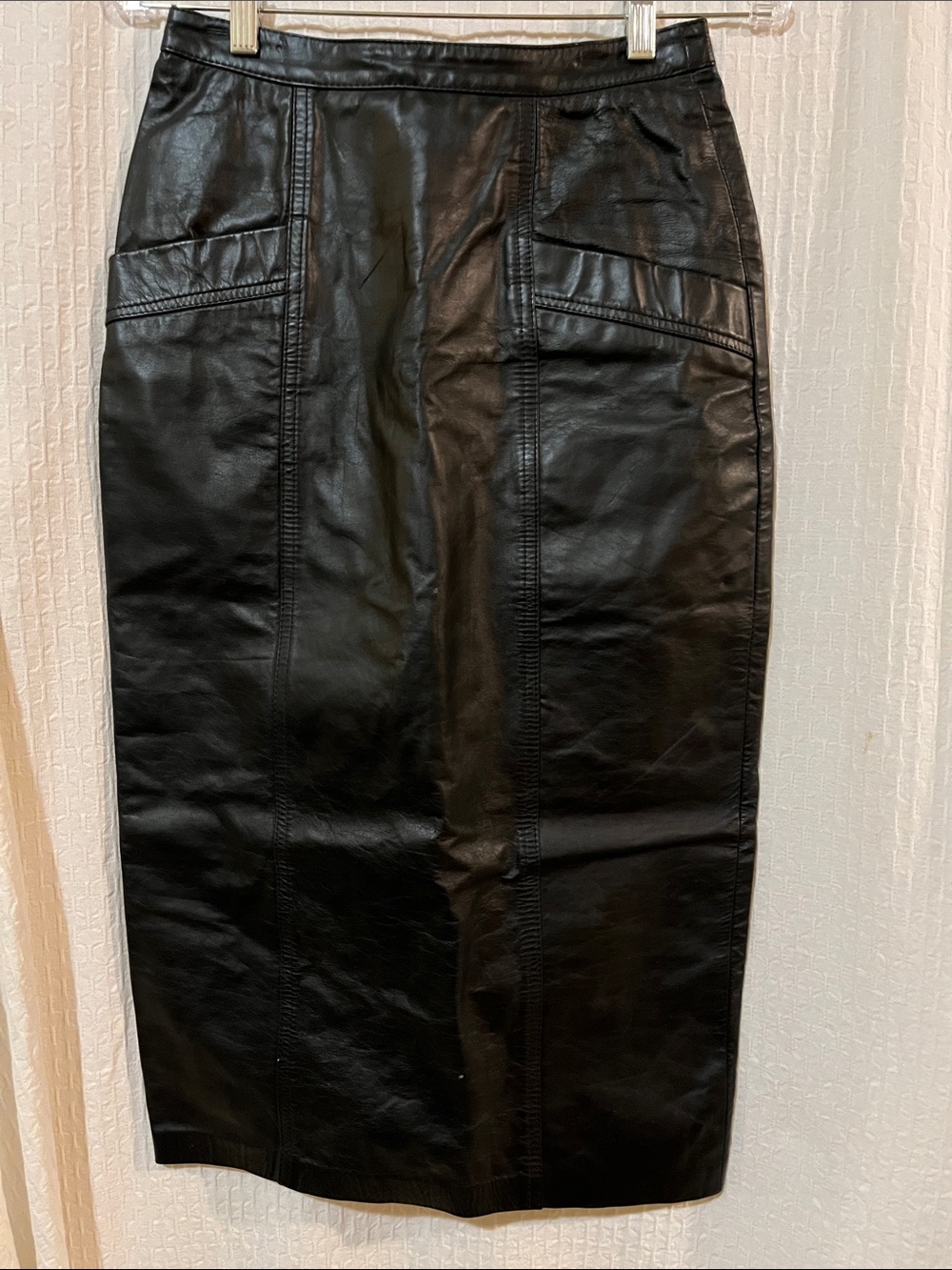 VINTAGE COUTURE 80’s BARRINGTON Leather Women’s Blk Pencil Skirt - LINED Pockets